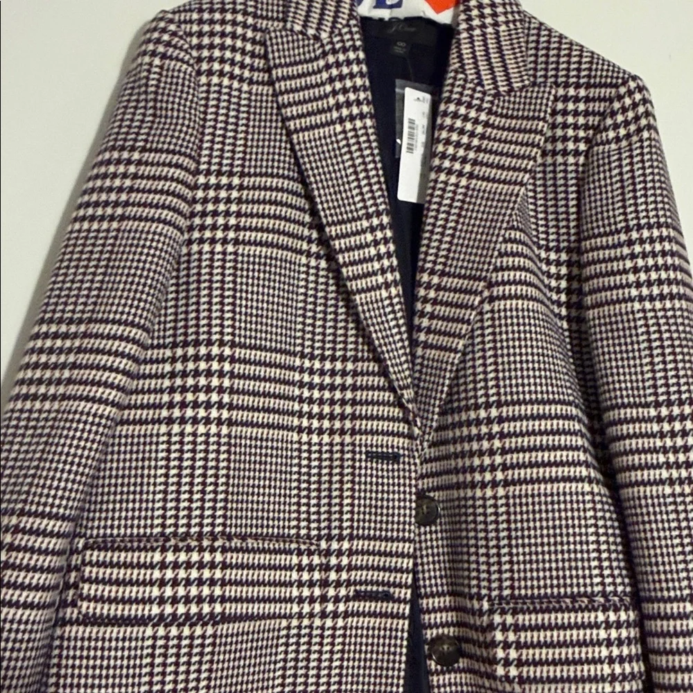 NWT J.Crew Boyfriend Blazer in houndstooth Italian wool‎ blend